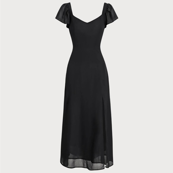 Black Sweetheart Neck Chiffon Maxi Dress - Picture 6 of 8